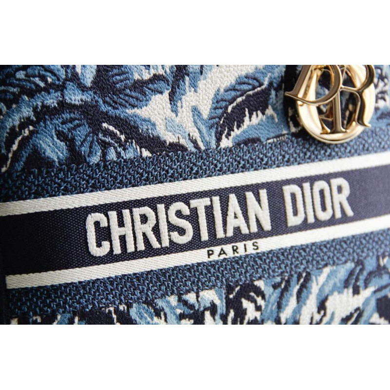 Wholesale Luxury Dior Medium Blue Alms Embroidery Lady D-Lite Bag M0565 - Image 6