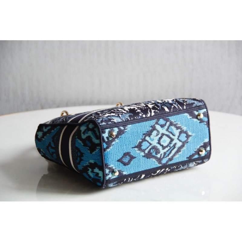 Wholesale Luxury Dior Medium Blue Alms Embroidery Lady D-Lite Bag M0565 - Image 7