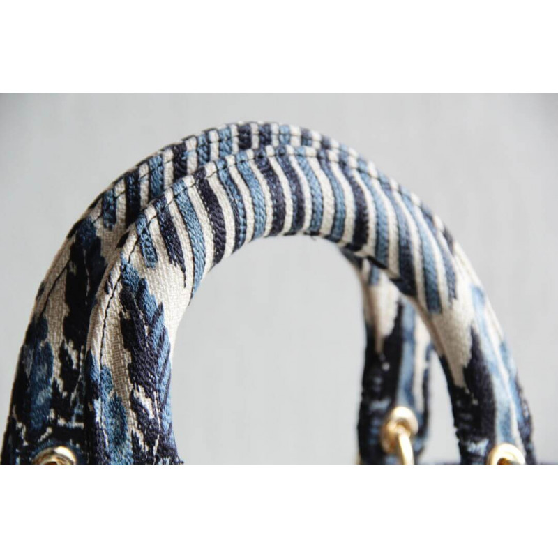 Wholesale Luxury Dior Medium Blue Alms Embroidery Lady D-Lite Bag M0565 - Image 8