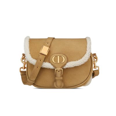 Wholesale Luxury Dior Medium Bobby Bag In Camel-Colored Shearling M9319