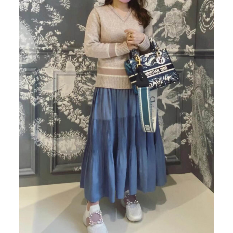 Wholesale Luxury Dior Medium Lady D-Lite Bag Blue Dior Palms Embroidery M0565 - Image 3