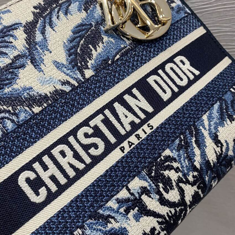 Wholesale Luxury Dior Medium Lady D-Lite Bag Blue Dior Palms Embroidery M0565 - Image 6