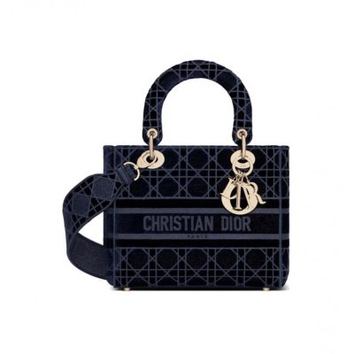 Wholesale Luxury Dior Medium Lady D-Lite Bag Embroidered Velvet M0565O
