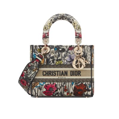 Wholesale Luxury Dior Medium Lady D-Lite Bag In Multicolor Mille Fleurs Embroidery M0565