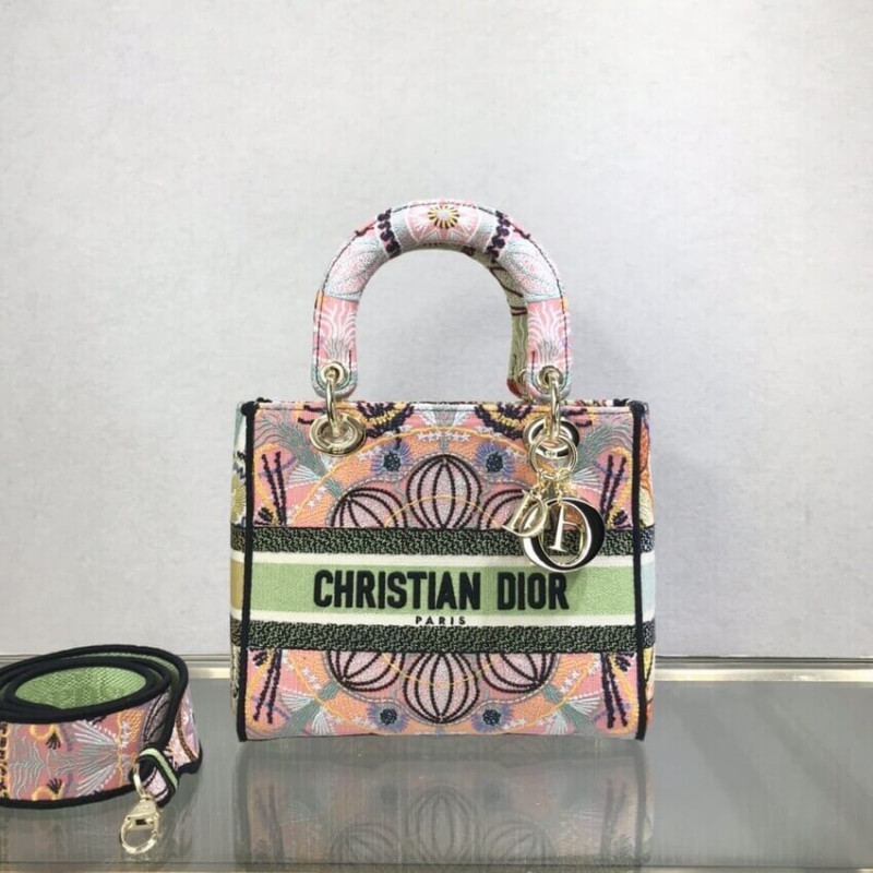 Wholesale Luxury Dior Medium Lady D-Lite Bag Multicolor Lights Embroidery M0565 - Image 3