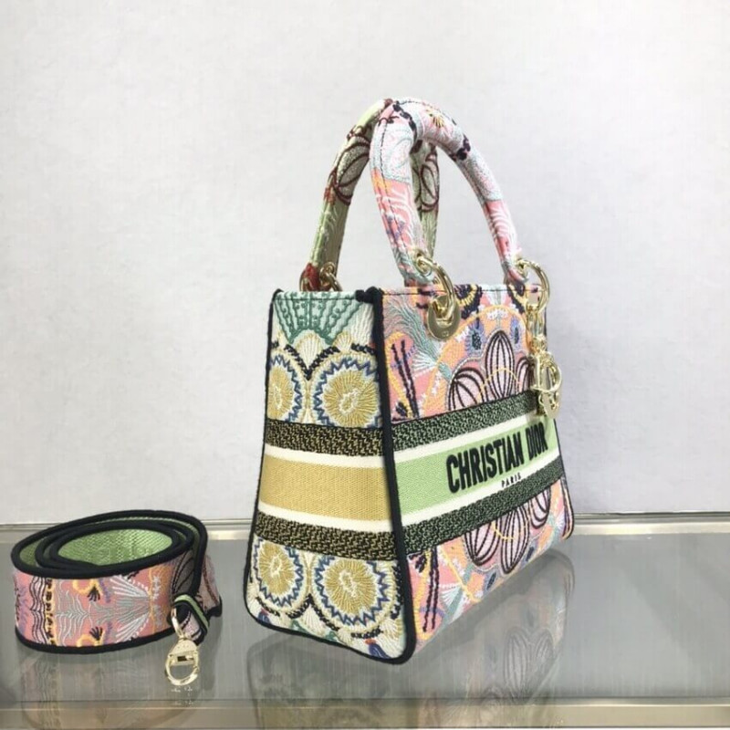 Wholesale Luxury Dior Medium Lady D-Lite Bag Multicolor Lights Embroidery M0565 - Image 5