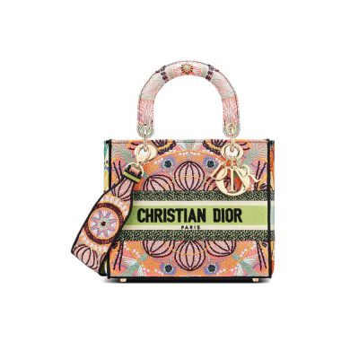 Wholesale Luxury Dior Medium Lady D-Lite Bag Multicolor Lights Embroidery M0565