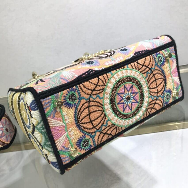 Wholesale Luxury Dior Medium Lady D-Lite Bag Multicolor Lights Embroidery M0565 - Image 9