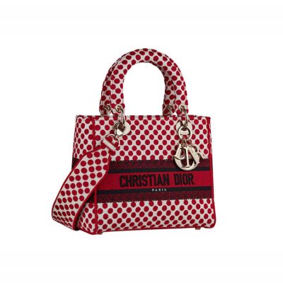 Wholesale Luxury Dior Medium Lady D-Lite Dioramour Bag In Dots Embroidery M0565