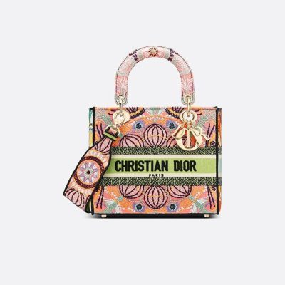 Wholesale Luxury Dior Medium Lady D-Lite Multicolor Dior In Lights Embroidery M0565