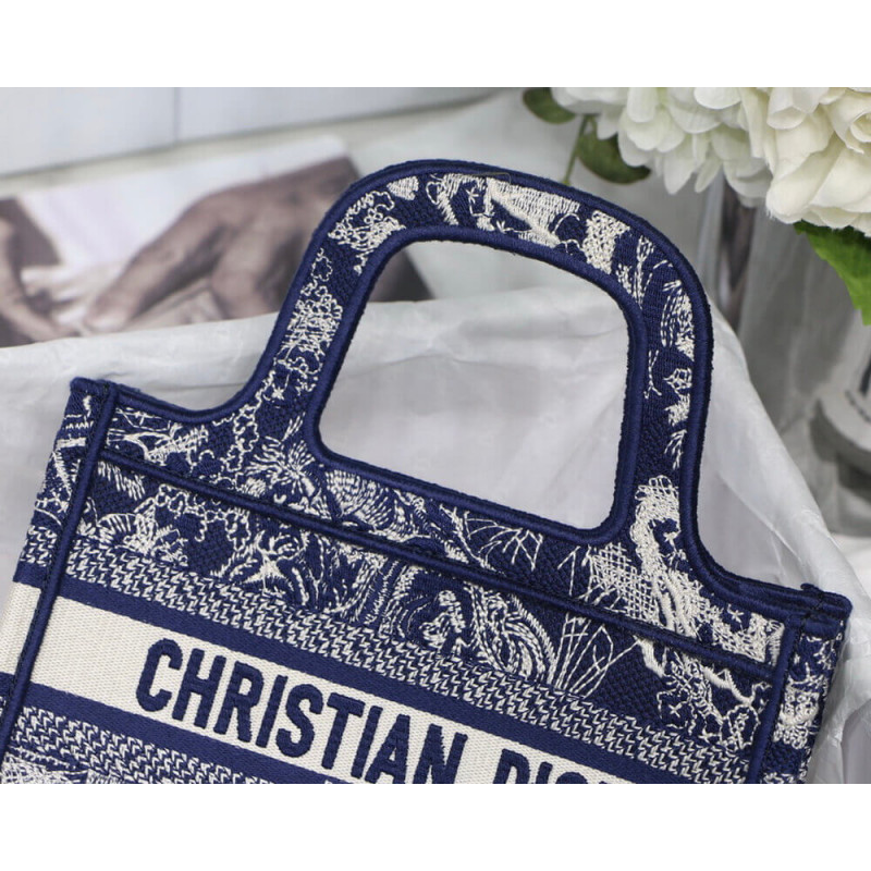 Wholesale Luxury Dior Mini Book Tote Blue Toile De Jouy Reverse Embroidery M1271 - Image 3