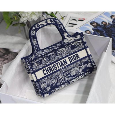 Wholesale Luxury Dior Mini Book Tote Blue Toile De Jouy Reverse Embroidery M1271