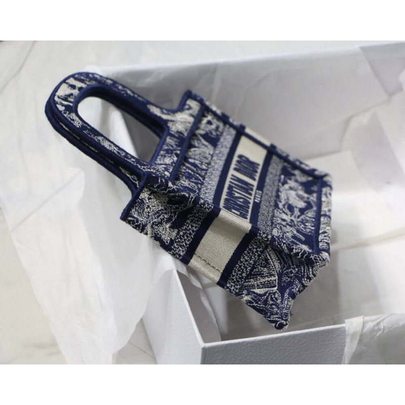 Wholesale Luxury Dior Mini Book Tote Blue Toile De Jouy Reverse Embroidery M1271 - Image 7