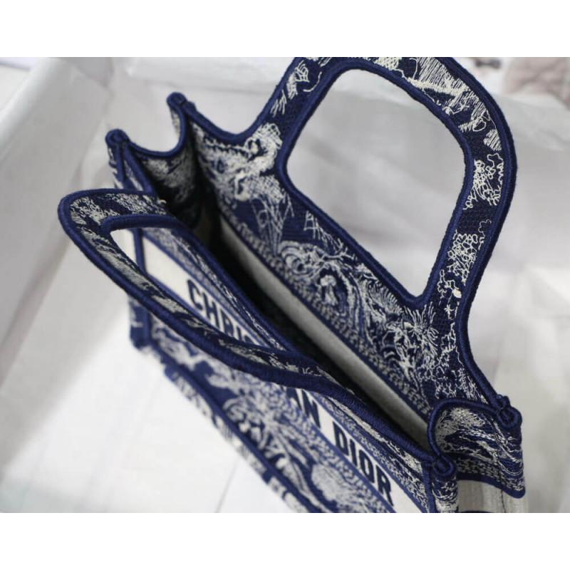 Wholesale Luxury Dior Mini Book Tote Blue Toile De Jouy Reverse Embroidery M1271 - Image 9