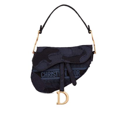 Wholesale Luxury Dior Saddle Bag Blue Camouflage Embroidery M0446