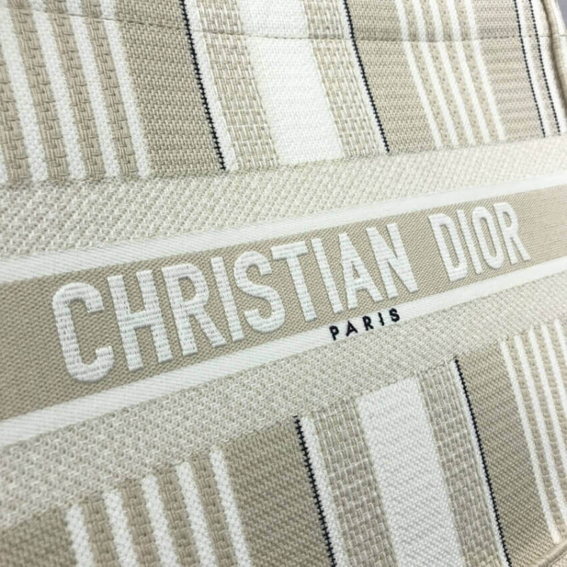 Wholesale Luxury Dior Small Book Tote Beige Stripes Embroidery M1296 - Image 4