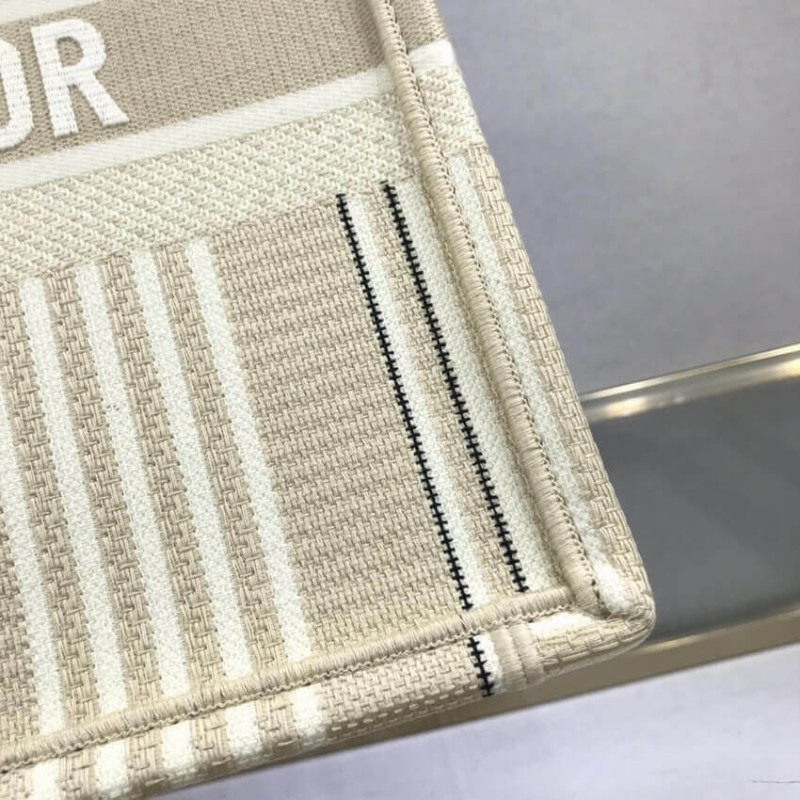 Wholesale Luxury Dior Small Book Tote Beige Stripes Embroidery M1296 - Image 5