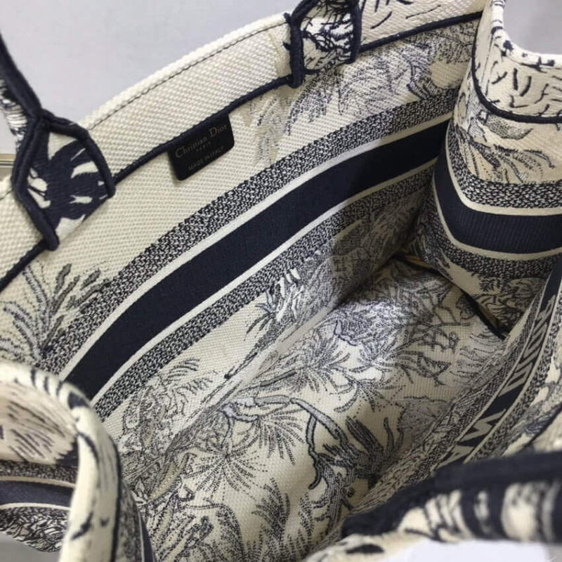 Wholesale Luxury Dior Small Book Tote Blue Toile De Jouy Palms Embroidery M1296 - Image 11