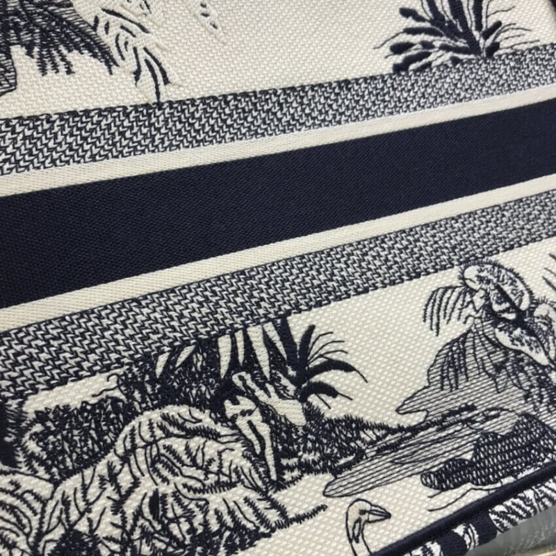 Wholesale Luxury Dior Small Book Tote Blue Toile De Jouy Palms Embroidery M1296 - Image 5