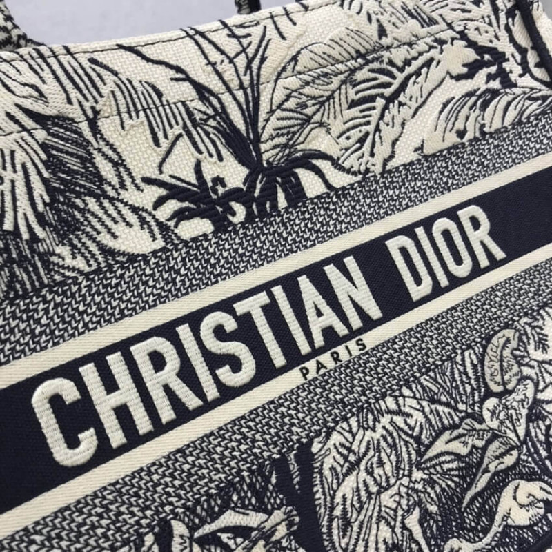 Wholesale Luxury Dior Small Book Tote Blue Toile De Jouy Palms Embroidery M1296 - Image 7