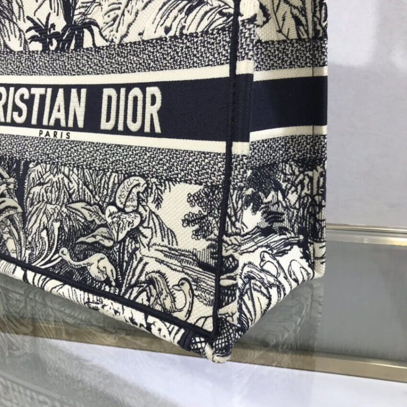 Wholesale Luxury Dior Small Book Tote Blue Toile De Jouy Palms Embroidery M1296 - Image 8