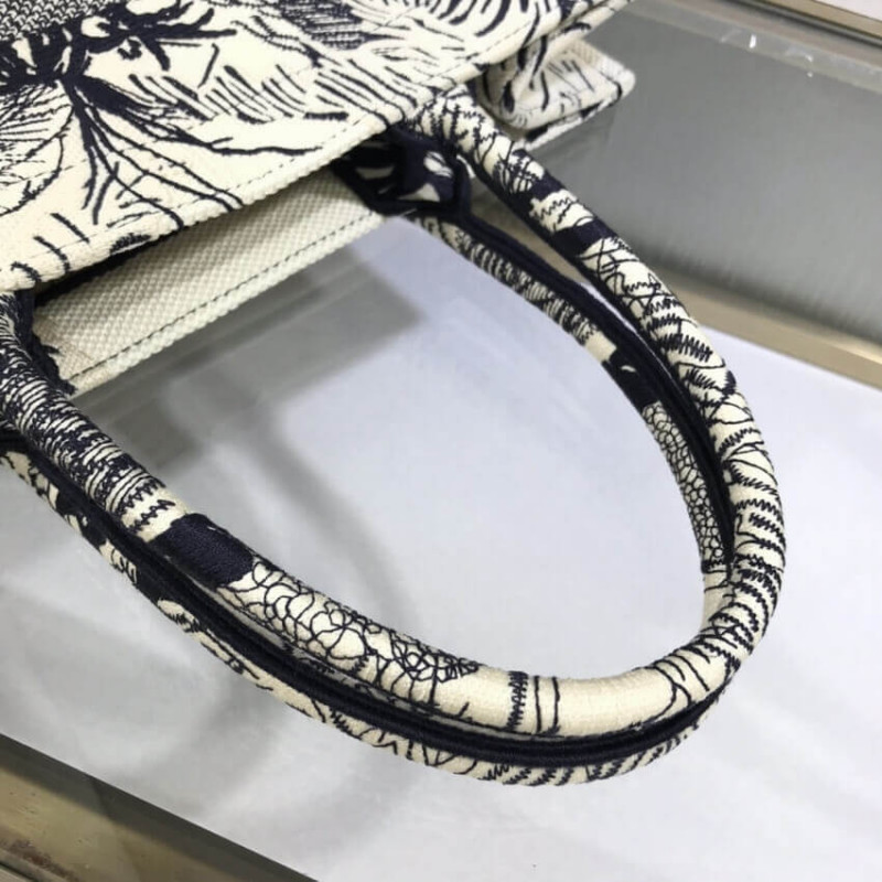 Wholesale Luxury Dior Small Book Tote Blue Toile De Jouy Palms Embroidery M1296 - Image 9