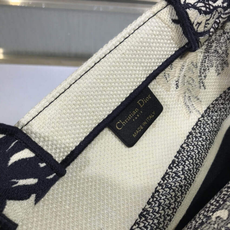 Wholesale Luxury Dior Small Book Tote Blue Toile De Jouy Palms Embroidery M1296 - Image 10