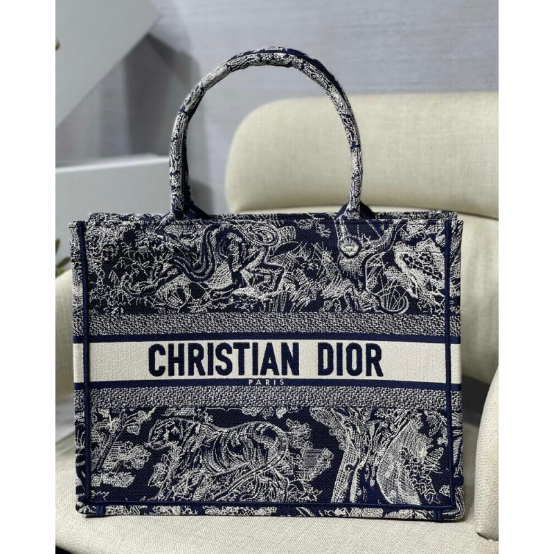 Wholesale Luxury Dior Small Book Tote Blue Toile De Jouy Reverse Embroidery M1296 - Image 2