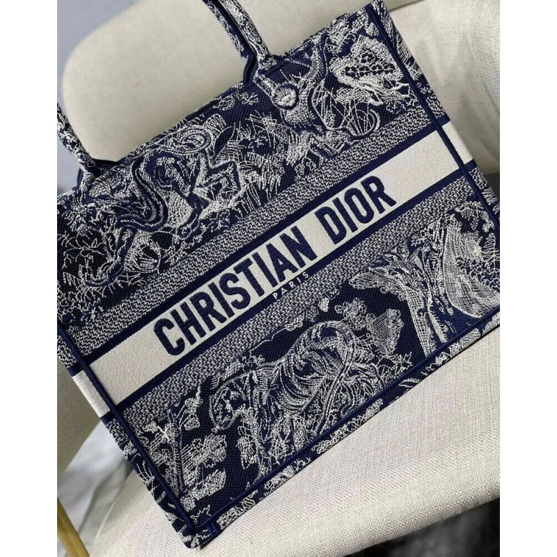 Wholesale Luxury Dior Small Book Tote Blue Toile De Jouy Reverse Embroidery M1296 - Image 3