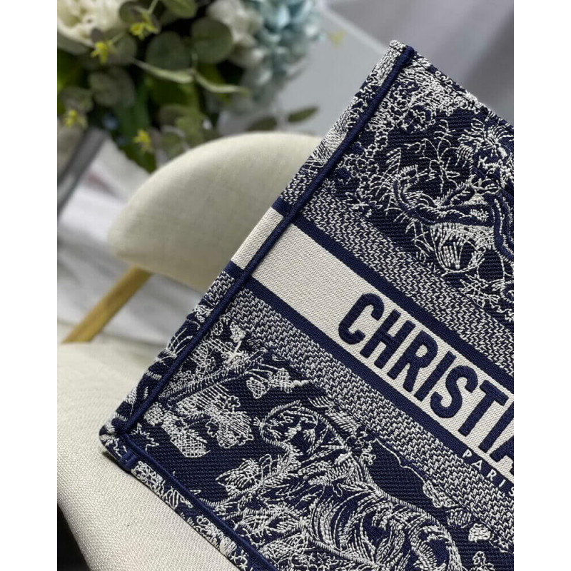 Wholesale Luxury Dior Small Book Tote Blue Toile De Jouy Reverse Embroidery M1296 - Image 5