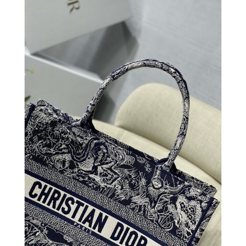 Wholesale Luxury Dior Small Book Tote Blue Toile De Jouy Reverse Embroidery M1296 - Image 6