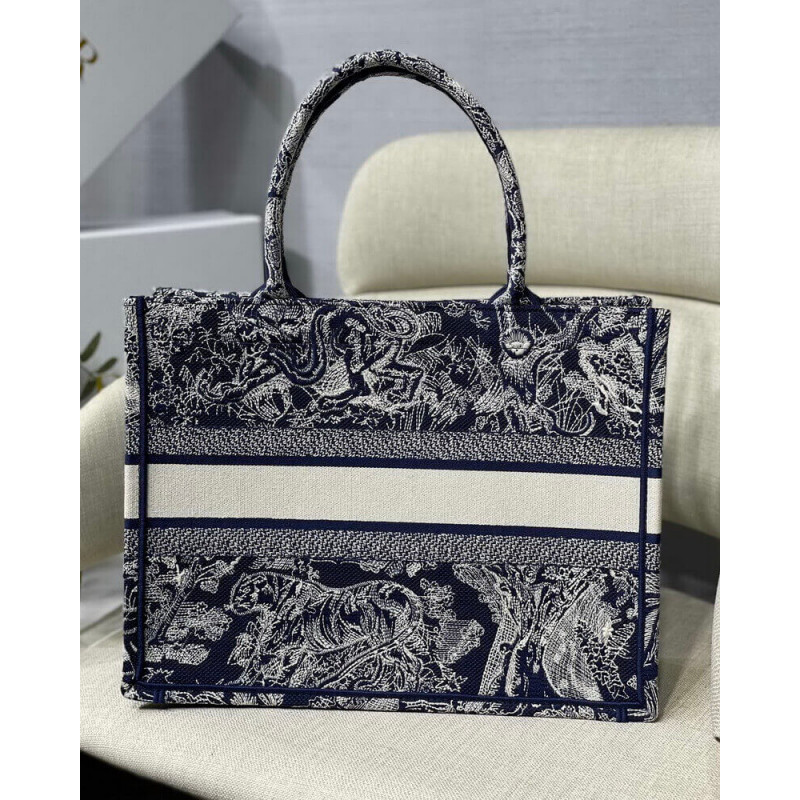 Wholesale Luxury Dior Small Book Tote Blue Toile De Jouy Reverse Embroidery M1296 - Image 7