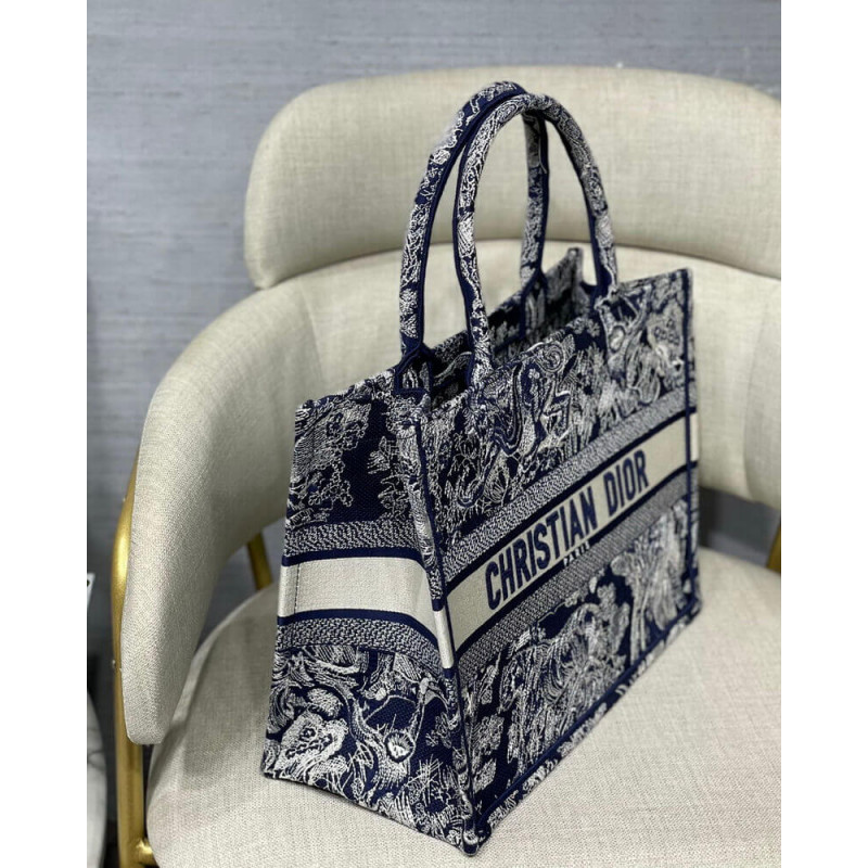 Wholesale Luxury Dior Small Book Tote Blue Toile De Jouy Reverse Embroidery M1296 - Image 8