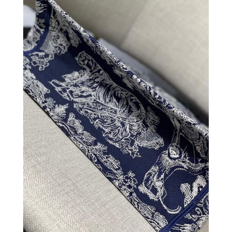Wholesale Luxury Dior Small Book Tote Blue Toile De Jouy Reverse Embroidery M1296 - Image 9