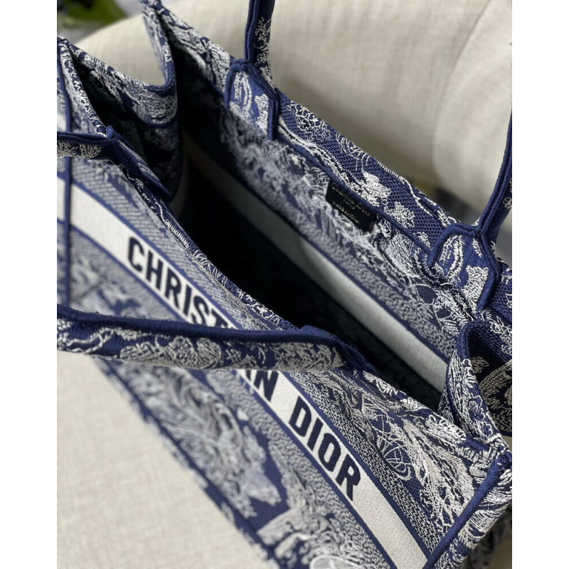 Wholesale Luxury Dior Small Book Tote Blue Toile De Jouy Reverse Embroidery M1296 - Image 10