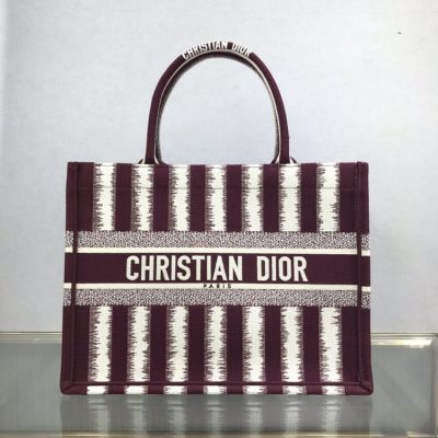 Wholesale Luxury Dior Small Book Tote D-Stripes Embroidery M1296