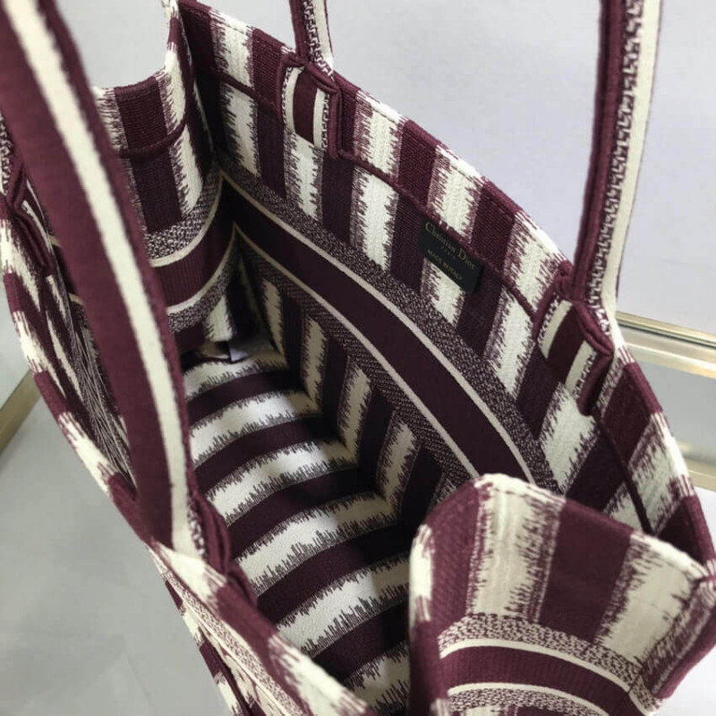 Wholesale Luxury Dior Small Book Tote D-Stripes Embroidery M1296 - Image 9