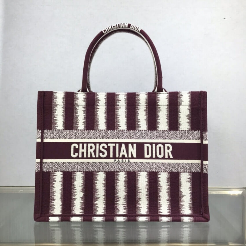 Wholesale Luxury Dior Small Book Tote D-Stripes Embroidery M1296