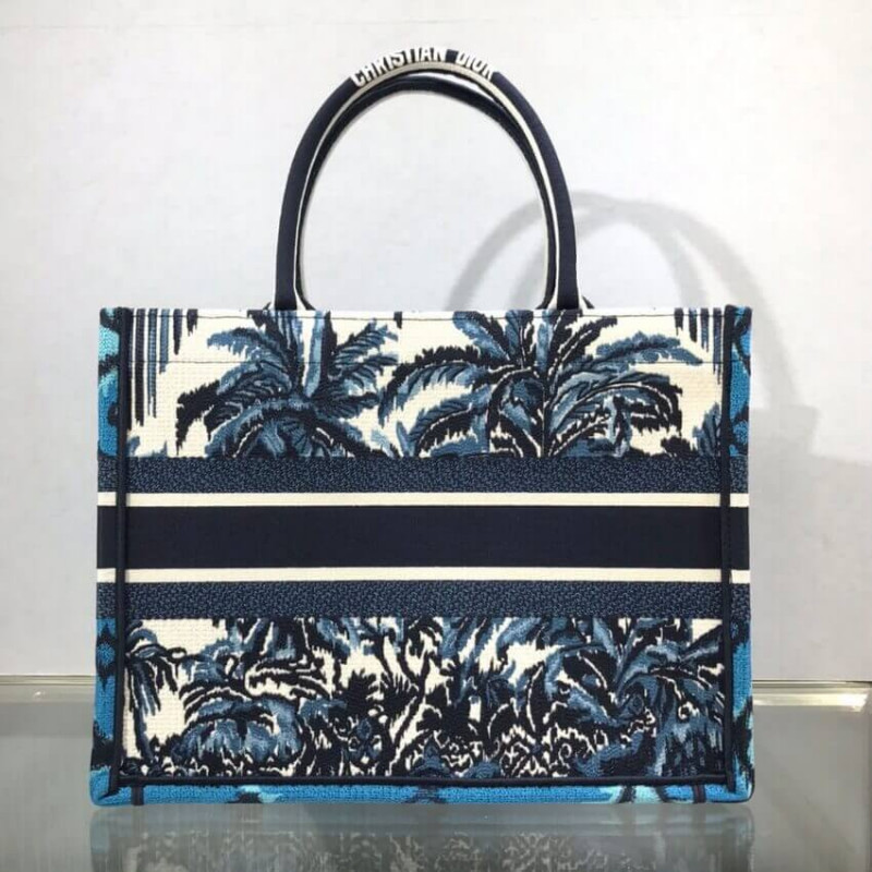 Wholesale Luxury Dior Small Book Tote In Blue Palms Embroidery M1296 - Image 2