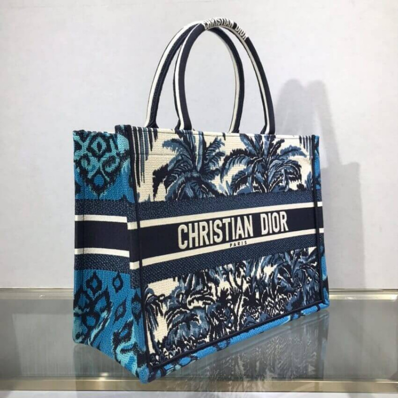 Wholesale Luxury Dior Small Book Tote In Blue Palms Embroidery M1296 - Image 3