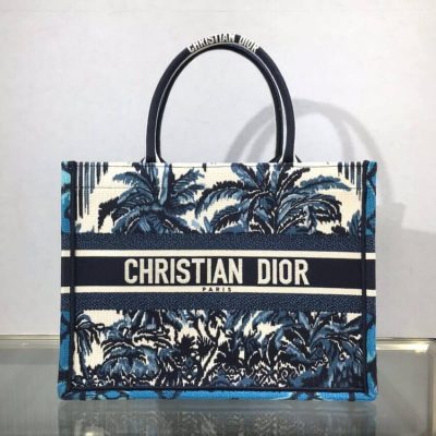 Wholesale Luxury Dior Small Book Tote In Blue Palms Embroidery M1296