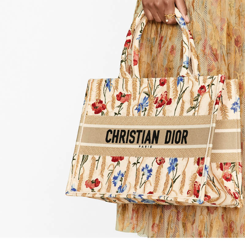 Wholesale Luxury Dior Small Book Tote In Hibiscus Metallic Thread Embroidery M1296 - Image 2