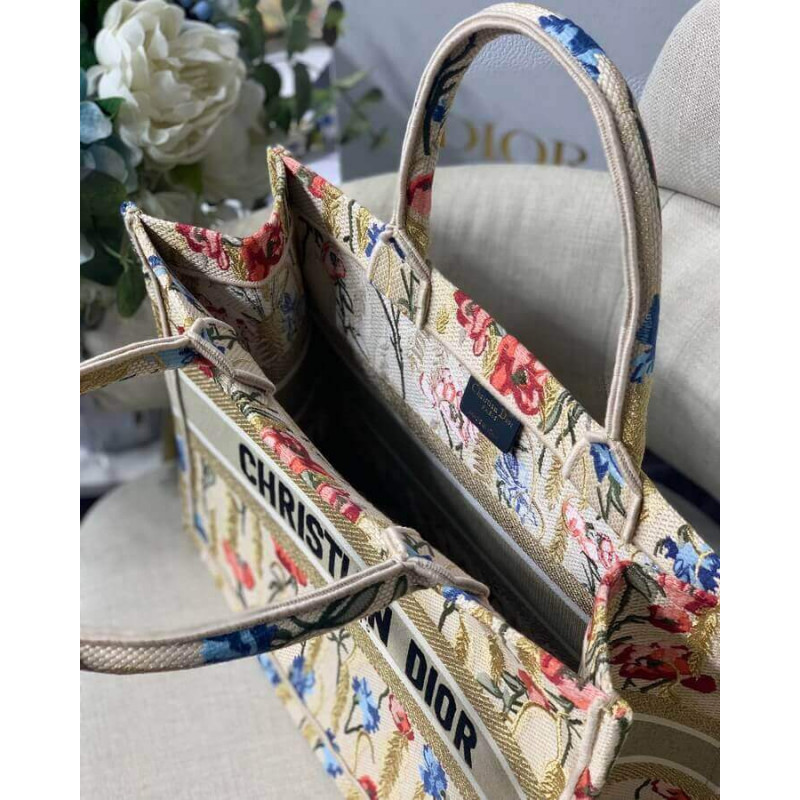 Wholesale Luxury Dior Small Book Tote In Hibiscus Metallic Thread Embroidery M1296 - Image 12