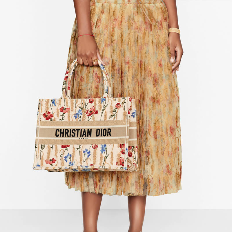 Wholesale Luxury Dior Small Book Tote In Hibiscus Metallic Thread Embroidery M1296 - Image 3