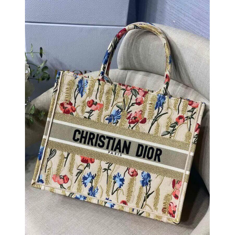 Wholesale Luxury Dior Small Book Tote In Hibiscus Metallic Thread Embroidery M1296 - Image 4