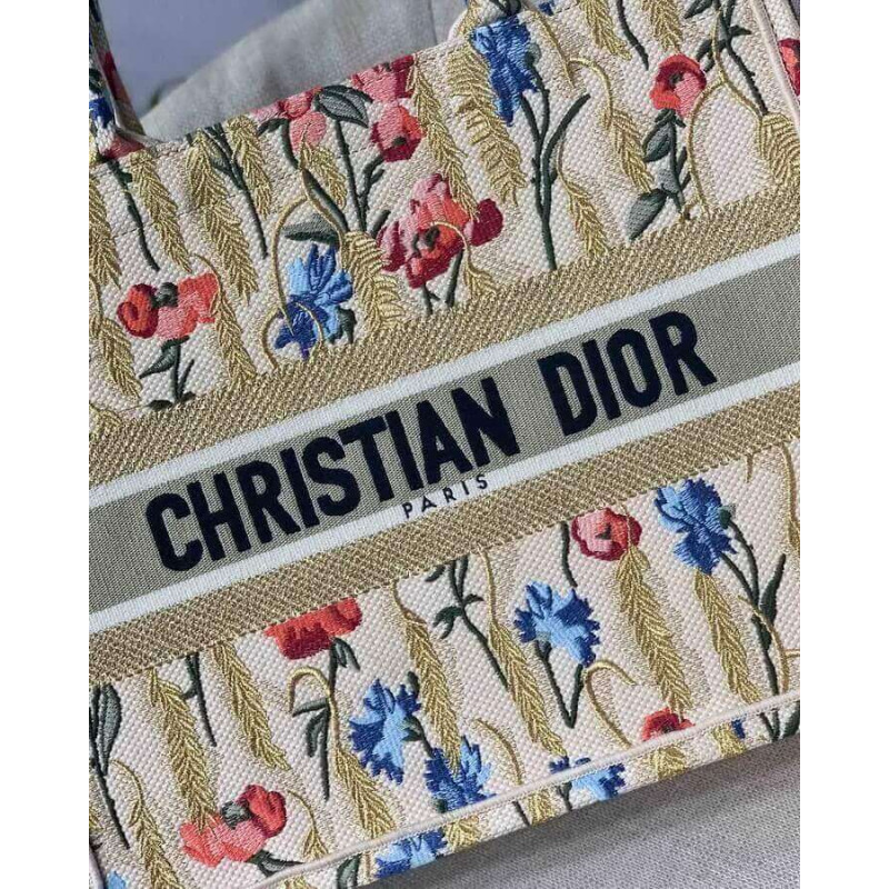 Wholesale Luxury Dior Small Book Tote In Hibiscus Metallic Thread Embroidery M1296 - Image 5