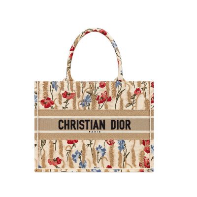 Wholesale Luxury Dior Small Book Tote In Hibiscus Metallic Thread Embroidery M1296