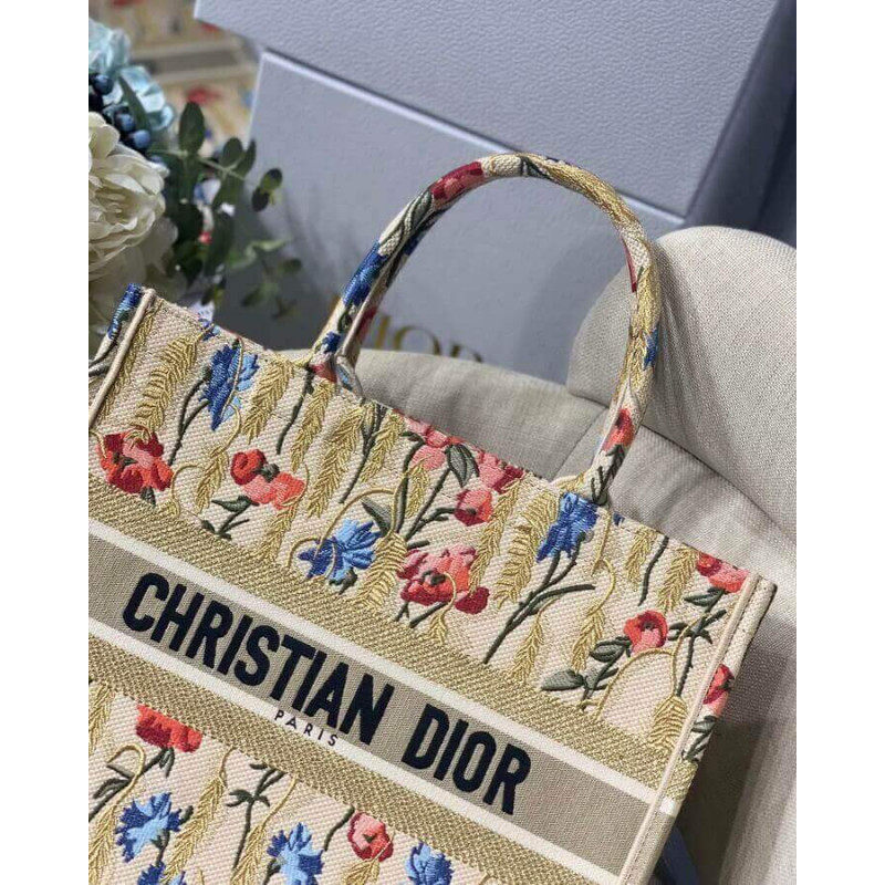 Wholesale Luxury Dior Small Book Tote In Hibiscus Metallic Thread Embroidery M1296 - Image 6