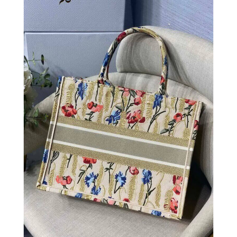 Wholesale Luxury Dior Small Book Tote In Hibiscus Metallic Thread Embroidery M1296 - Image 9