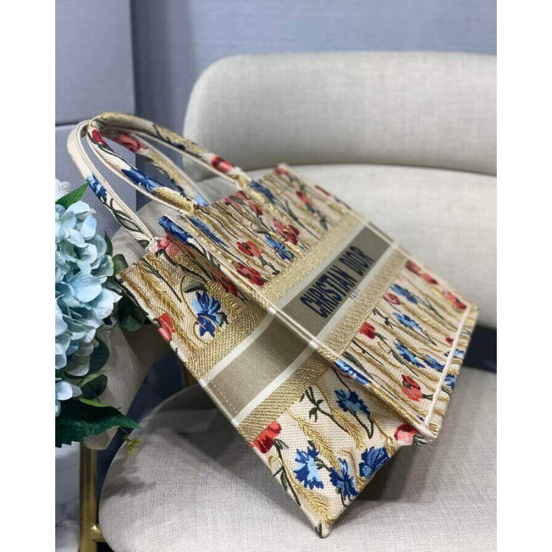 Wholesale Luxury Dior Small Book Tote In Hibiscus Metallic Thread Embroidery M1296 - Image 10